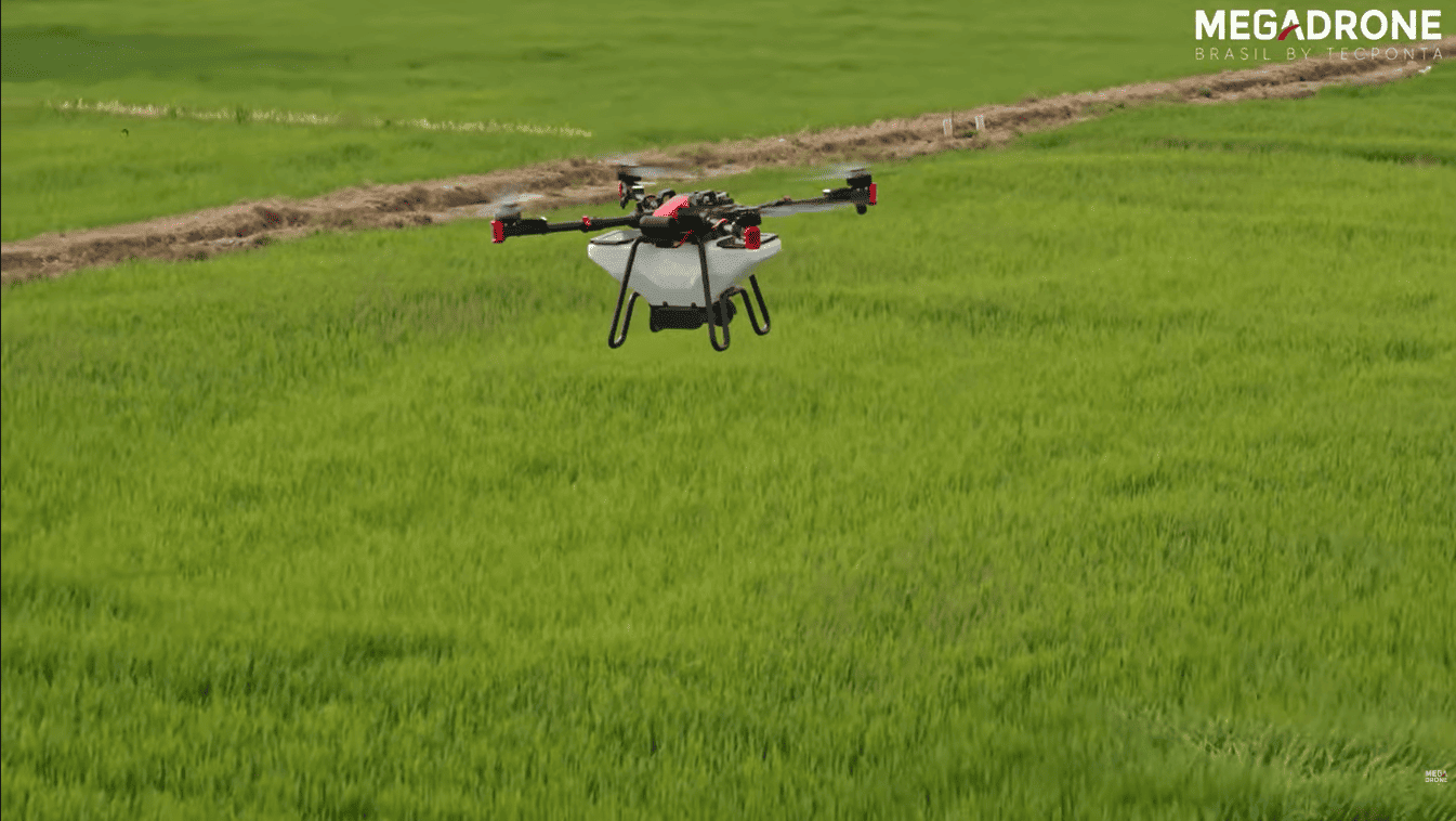 quantos hectares um drone faz por hora